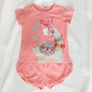 Mayorial kids "Ey, You" two piece llama short set